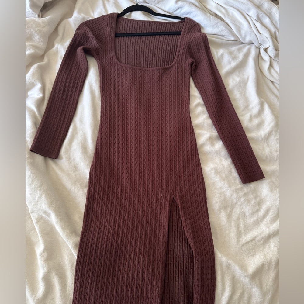 Ribbed Knit Long Sleeve Dress